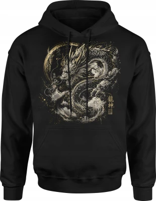 Smok Japoński Dragon Spirit Azjatycka Legenda Męska bluza z kapturem