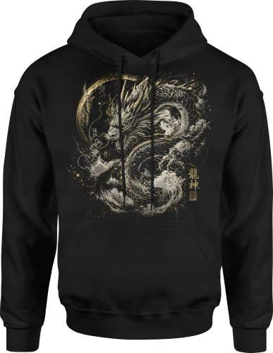 Smok Japoński Dragon Spirit Azjatycka Legenda Męska bluza z kapturem 