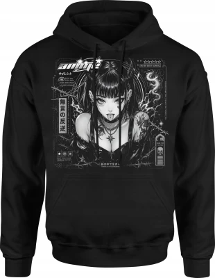 Anime goth girl demon horns manga japonia Męska bluza z kapturem