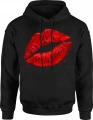 Czerwone Usta kiss lips glam fashion Męska bluza z kapturem 