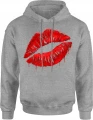 Czerwone Usta kiss lips glam fashion Męska bluza z kapturem 