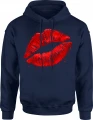 Czerwone Usta kiss lips glam fashion Męska bluza z kapturem 