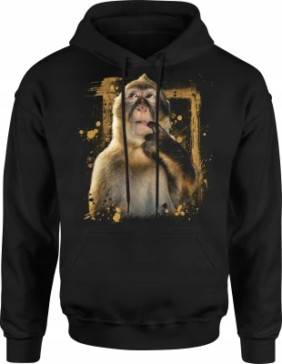 Thinking monkey curious ape animal Męska bluza z kapturem