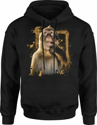 Thinking monkey curious ape animal Męska bluza z kapturem 