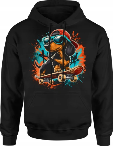 Jamnik skate deskorolka graffiti tricki Męska bluza z kapturem 