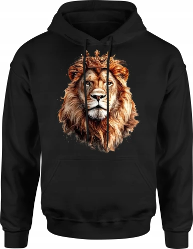 Król lew korona animal king safari Męska bluza z kapturem 