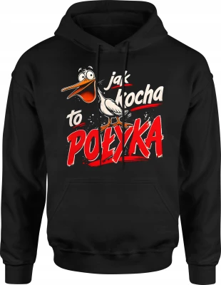 Jak Kocha To Połyka Bocian Śmieszny Viral Męska bluza z kapturem
