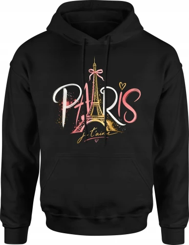 Paris Je T'aime wieża Eiffla Francja Męska bluza z kapturem 