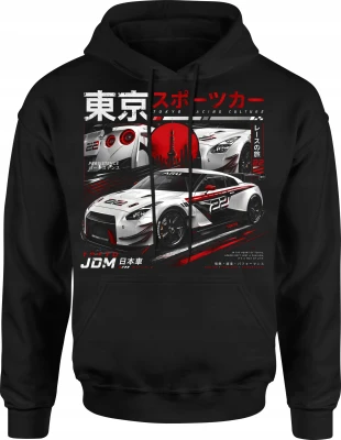 Białe Auto Tokyo Racing Wyścigi Uliczne  Męska bluza z kapturem