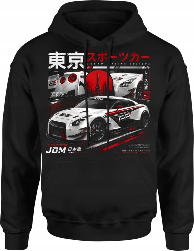 Białe Auto Tokyo Racing Wyścigi Uliczne  Męska bluza z kapturem 