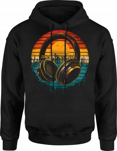 Słuchawki Muzyka Sunset Klubowy Klimat Męska bluza z kapturem 