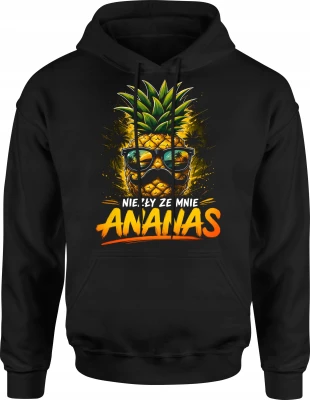 Ananas okulary wąsy tropikalny owoc wakacje humor Męska bluza z kapturem