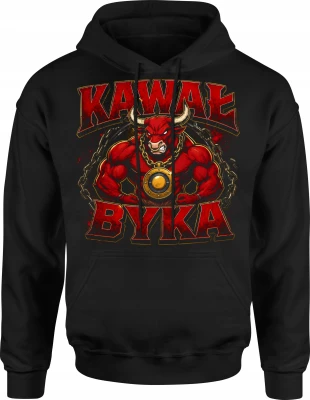 Kawał Byka czerwony byk siła kulturystyka Męska bluza z kapturem