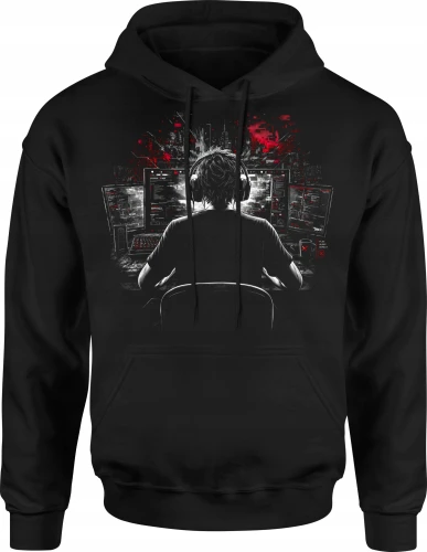 Programista gamer setup komputery hacking Męska bluza z kapturem 