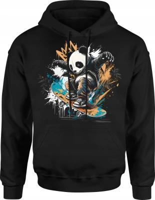 Panda skate deskorolka street miejski styl Męska bluza z kapturem
