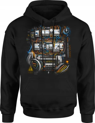 Elektryk Rozdzielnia Instalacja Elektryczna Napięcie Prąd Męska bluza z kapturem