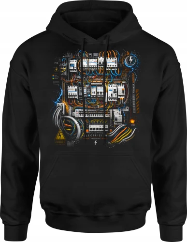 Elektryk Rozdzielnia Instalacja Elektryczna Napięcie Prąd Męska bluza z kapturem 