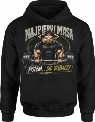 Świnia hantle trening masa fitness Męska bluza z kapturem