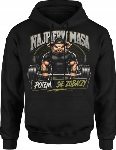 Świnia hantle trening masa fitness Męska bluza z kapturem 