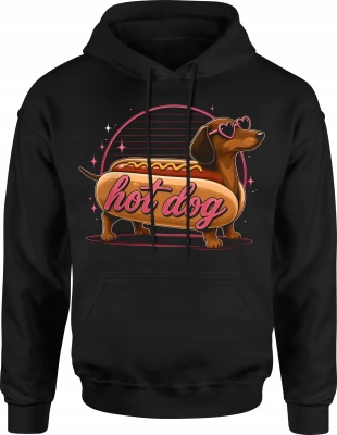 Jamnik hot dog zabawny pies okulary Męska bluza z kapturem