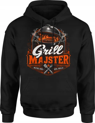 Grillowanie mistrz ognia barbecue król grillu Męska bluza z kapturem