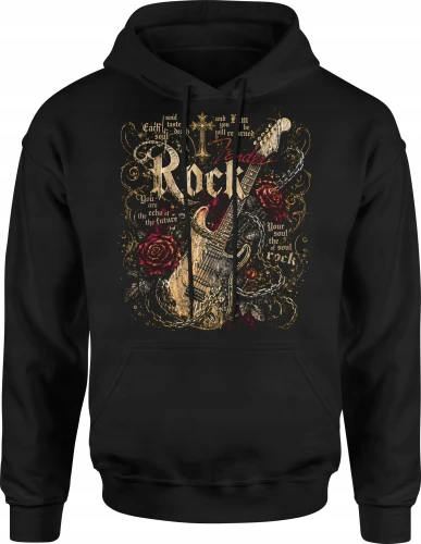 Fender Rock Gitara Elektryczna Róże Łańcuchy  Męska bluza z kapturem 