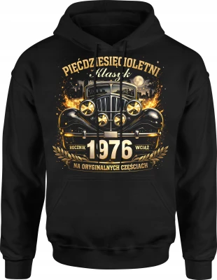 Pięćdziesięcioletni klasyk rocznik 1986 auto vintage motoryzacja oldschool Męska bluza z kapturem