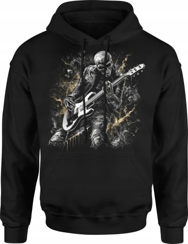 Rock Metal gitarzysta czaszka gitara elektryczna Męska bluza z kapturem 