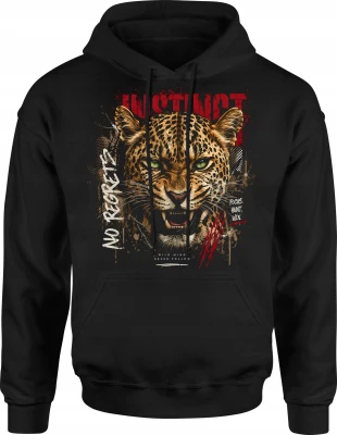 Instinct No Regrets leopard drapieżnik Męska bluza z kapturem