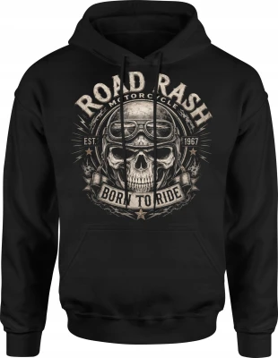 Motocyklowa Czaszka Kask Born To Ride Chopper Męska bluza z kapturem