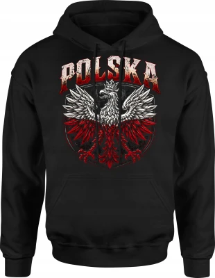 Polska Orzeł Biały Godło Duma Ojczyzna Męska bluza z kapturem