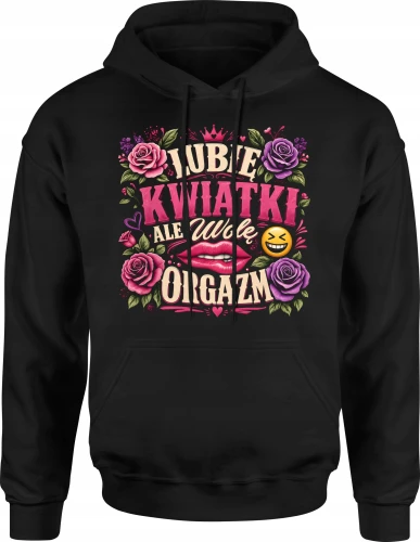 Lubię kwiatki ale wolę róże serca zabawny Męska bluza z kapturem 