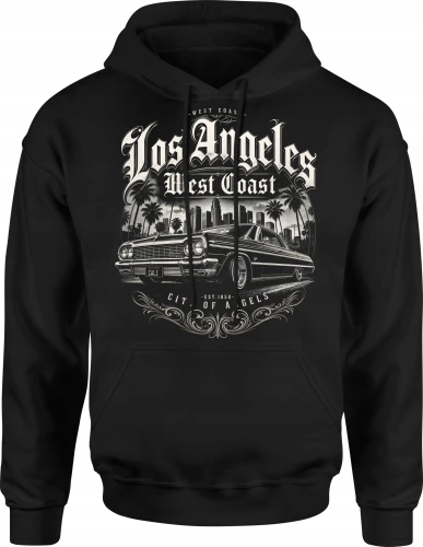 Los Angeles lowrider city of angels samochód vintage  Męska bluza z kapturem 