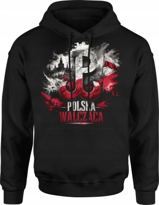 Polska Walcząca symbol PW duma wolność Męska bluza z kapturem