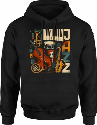 Muzyka Jazz instrumenty saksofon trąbka fortepian Męska bluza z kapturem