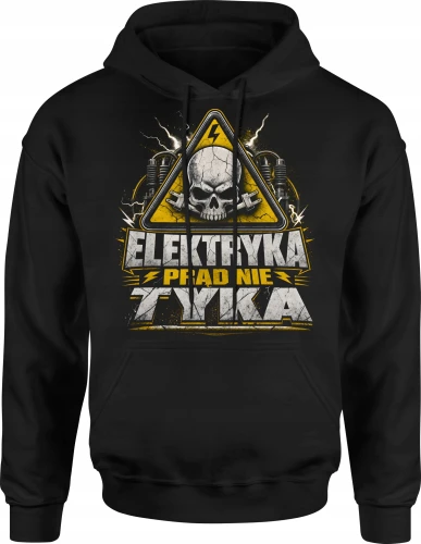 Elektryka prądu nie tyka wysokie napięcie ostrzeżenie Męska bluza z kapturem 