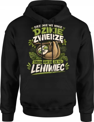 Drzemie we mnie dzikie zwierzę leniwiec zabawny Męska bluza z kapturem