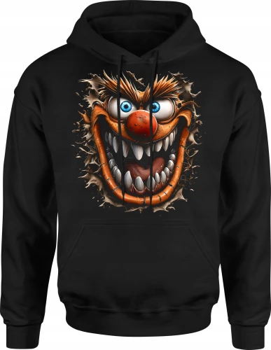 Szalony potwór creepy clown straszna bestia Męska bluza z kapturem 
