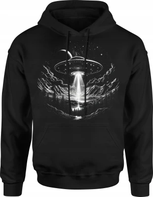 UFO nad górami kosmiczny statek obcy Męska bluza z kapturem