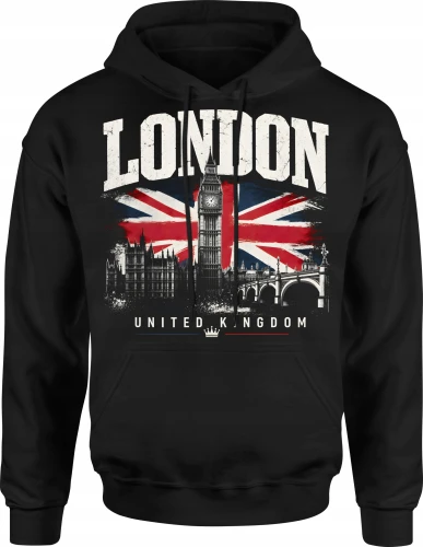 London Big Ben flaga Wielkiej Brytanii UK Męska bluza z kapturem 