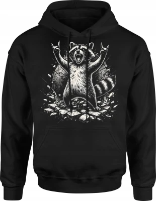 Szalony szop ręce w geście rockowym Męska bluza z kapturem