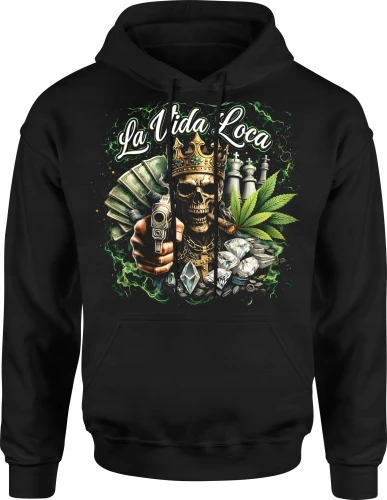 La Vida Loca czaszka gangster Męska bluza z kapturem 