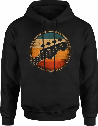 Gitara basowa muzyka instrument classic Męska bluza z kapturem 