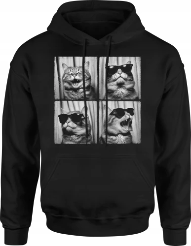 Koty W Okularach Koci Humor Męska bluza z kapturem 