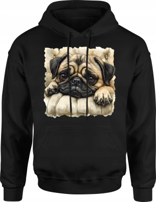 Mops pies puppy cute dog lovers Męska bluza z kapturem