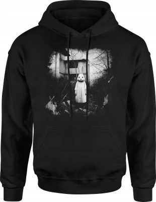 Mroczny Królik Opuszczony Dom Creepy Rabbit Męska bluza z kapturem