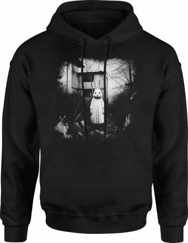 Mroczny Królik Opuszczony Dom Creepy Rabbit Męska bluza z kapturem 