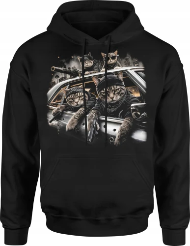 Gangsterskie Koty Mafia Cat Crew Męska bluza z kapturem 