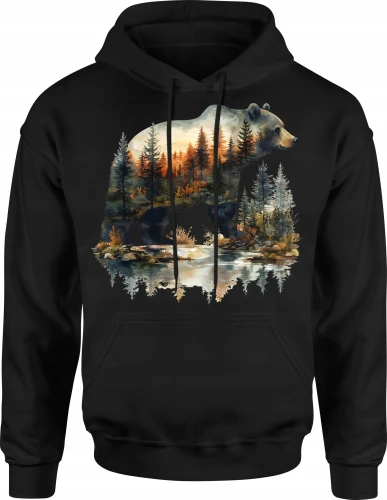 Niedźwiedź las jezioro natura forest wilderness Męska bluza z kapturem 