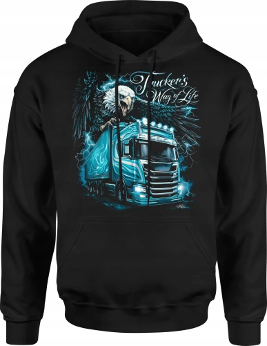 Trucker's Way of Life ciężarówka orzeł Męska bluza z kapturem 
